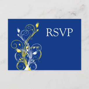 Invitation Réponse pour un mariage avec des fleurs royales bl