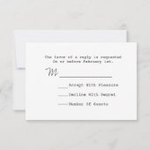 Invitation Réponse pour un mariage de la Saint-Valentin avec (Dos)