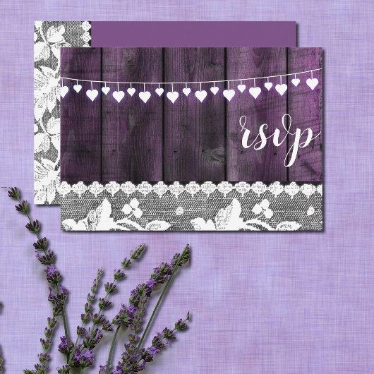 Invitation réponse pour un mariage rustique - bois, dentelle,