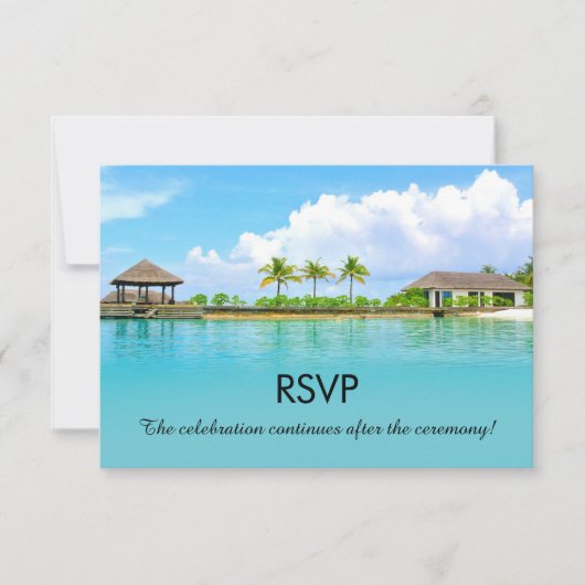 Invitation Réponse pour un mariage sur la plage d'un complexe (Devant)