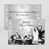 Invitation Réponse pour Winter Sparkle Snowflake Silver Sweet (Devant / Derrière)