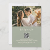 Invitation Réponse QR Code Mariage Vert Sauge (Dos)