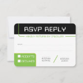 Invitation RÉPONSE RSVP 1 gamer moderne noir vert (Devant)