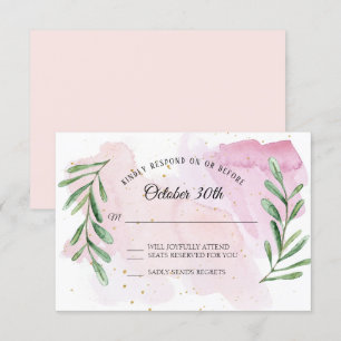 Invitation Réponse RSVP Aquarelle Moderne Feuille d'Eucalyptu