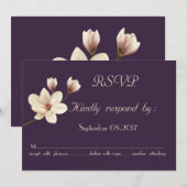 Invitation Réponse RSVP Chic Élégant Magnolia (Devant / Derrière)