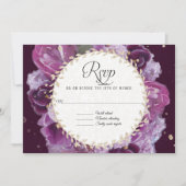 Invitation Réponse RSVP Couronne de fleurs et feuilles lavand (Devant)