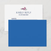 Invitation Réponse RSVP de mariage à clé grecque bleu méditer (Devant / Derrière)