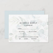 Invitation Réponse RSVP de mariage au eucalyptus bleu-vert (Devant / Derrière)