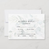 Invitation Réponse RSVP de mariage au eucalyptus vert bleu (Devant)