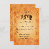 Invitation Réponse RSVP de mariage automnal aux feuilles d'au (Devant / Derrière)