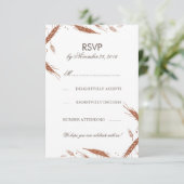 Invitation Réponse RSVP de mariage automnal blé orange (Debout devant)