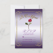 Invitation Réponse RSVP de mariage beauté rose rouge pourpre (Devant)