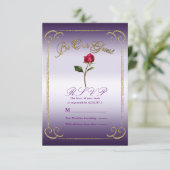 Invitation Réponse RSVP de mariage beauté rose rouge pourpre (Debout devant)