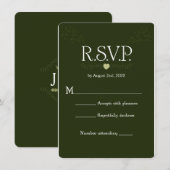 Invitation Réponse RSVP de mariage forestier botanique vert r (Devant / Derrière)