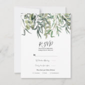 Invitation Réponse RSVP de mariage minimal avec verdure d'euc (Devant)