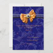 Invitation Réponse RSVP de mariage orange bleu marine (Dos)