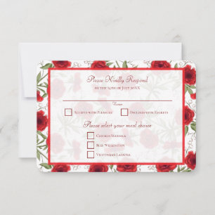 Invitation Réponse RSVP de mariage romantique à la rose rouge