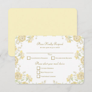 Invitation Réponse RSVP de mariage Rose Jaune