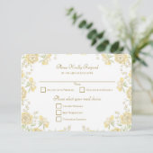 Invitation Réponse RSVP de mariage Rose Jaune (Debout devant)