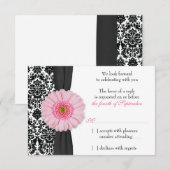 Invitation Réponse RSVP de mariage sur le motif de Damas de G (Devant / Derrière)