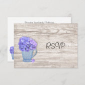 Invitation Réponse RSVP de réception de mariage Hortensia de (Devant / Derrière)