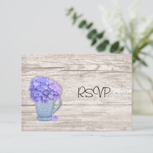Invitation Réponse RSVP de réception de mariage Hydrangea de  (Debout devant)