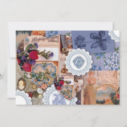 Invitation Réponse RSVP de réception de mariage victorien (Devant)