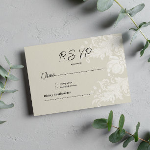 Invitation Réponse RSVP en dentelle florale blanche neutre ru