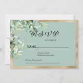 Invitation Réponse RSVP feuilles d'olive eucalyptus or rustiq (Devant)