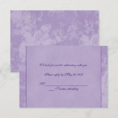 Invitation Réponse RSVP florale violette en relief (Devant / Derrière)