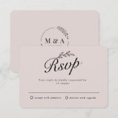 Invitation Réponse RSVP manuscrite de feuille botanique de ja (Devant / Derrière)