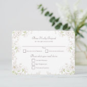 Invitation Réponse RSVP Mariage Classique Rose Blanche (Debout devant)