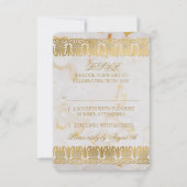 Invitation Réponse RSVP Mariage Marbre Argent Or (Devant)