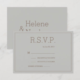 Invitation Réponse RSVP mariage moderne chic minimaliste gris