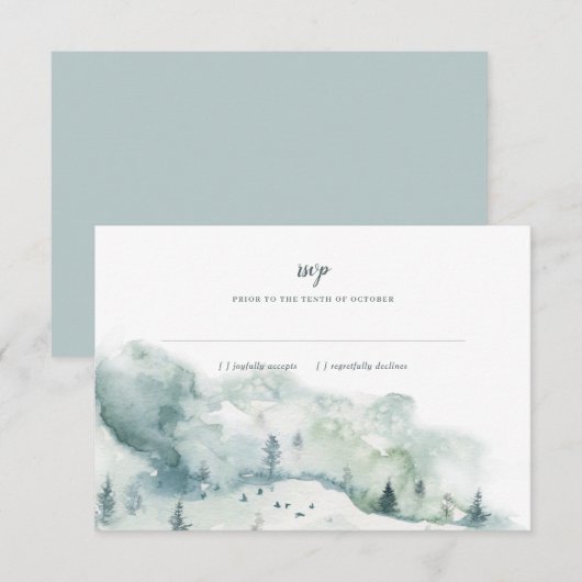 Invitation Réponse RSVP Mariage Winter Mystère (Devant / Derrière)