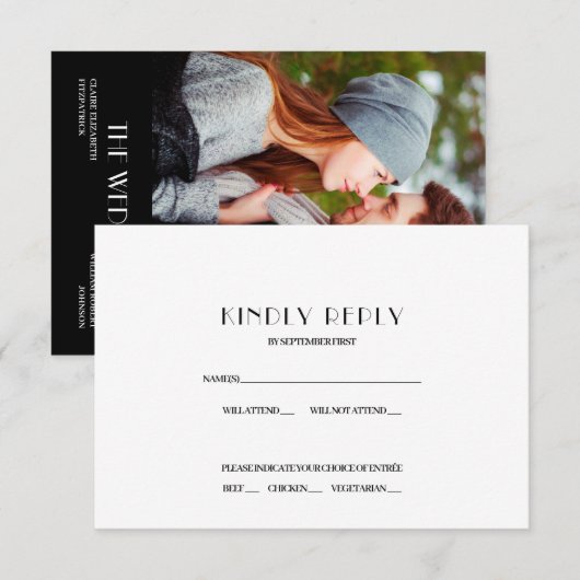 Invitation Réponse RSVP pour l'affiche de film de mariage à H (Devant / Derrière)