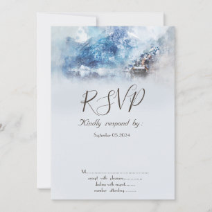 Invitation Réponse RSVP pour le lac de montagne en hiver