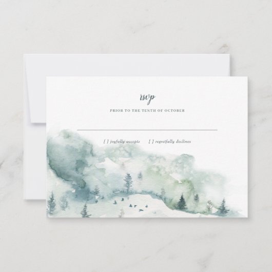 Invitation Réponse RSVP pour le mariage Winter Mystère (Devant)