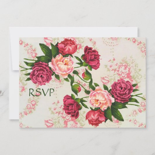 Invitation Réponse RSVP pour Réception de Mariage aux Roses R (Devant)