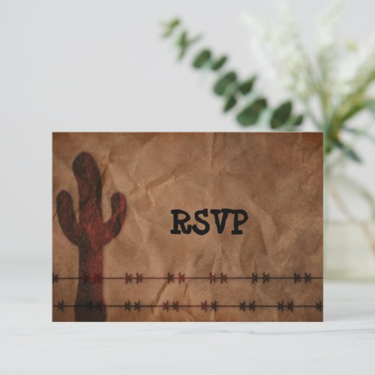 Invitation Réponse RSVP pour Réception de Mariage Country Wes (Debout devant)