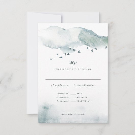 Invitation Réponse RSVP+REPAS pour le mariage Winter Mystère (Devant)