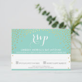 Invitation REPONSE RSVP RÉPONSE miniature confetti dorés rust (Debout devant)