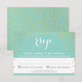 Invitation REPONSE RSVP RÉPONSE miniature confetti dorés rust (Devant / Derrière)