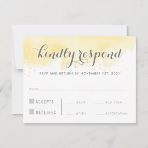 Invitation RÉPONSE RSVP RÉPONSE repas jaune aquarelle gros