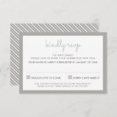 Invitation RÉPONSE RSVP RÉPONSE simple rayure motif gris (Devant / Derrière)