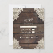 Invitation Réponse RSVP romantique en bois de grange rustique (Devant)