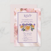 Invitation Réponse RSVP Rose Pâle avec Accents Violets (Devant / Derrière)