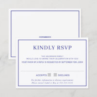 RÉPONSE RSVP simple bordure minimale bleu royal