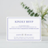 Invitation RÉPONSE RSVP simple bordure minimale bleu royal (Debout devant)
