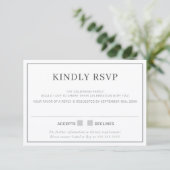 Invitation RÉPONSE RSVP simple bordure minimale grise (Debout devant)